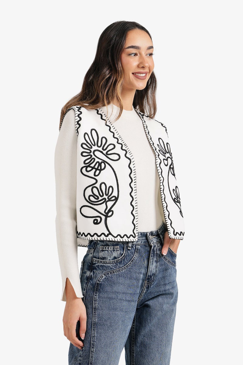 Carina Embroidered Open Vest - Image 2